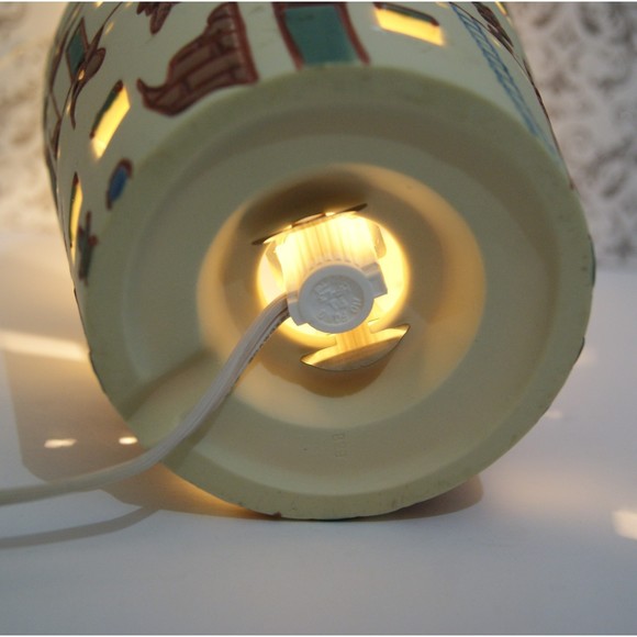 Ceramic Village Lamp with Brown and Cream Accents - Picture 10 of 10